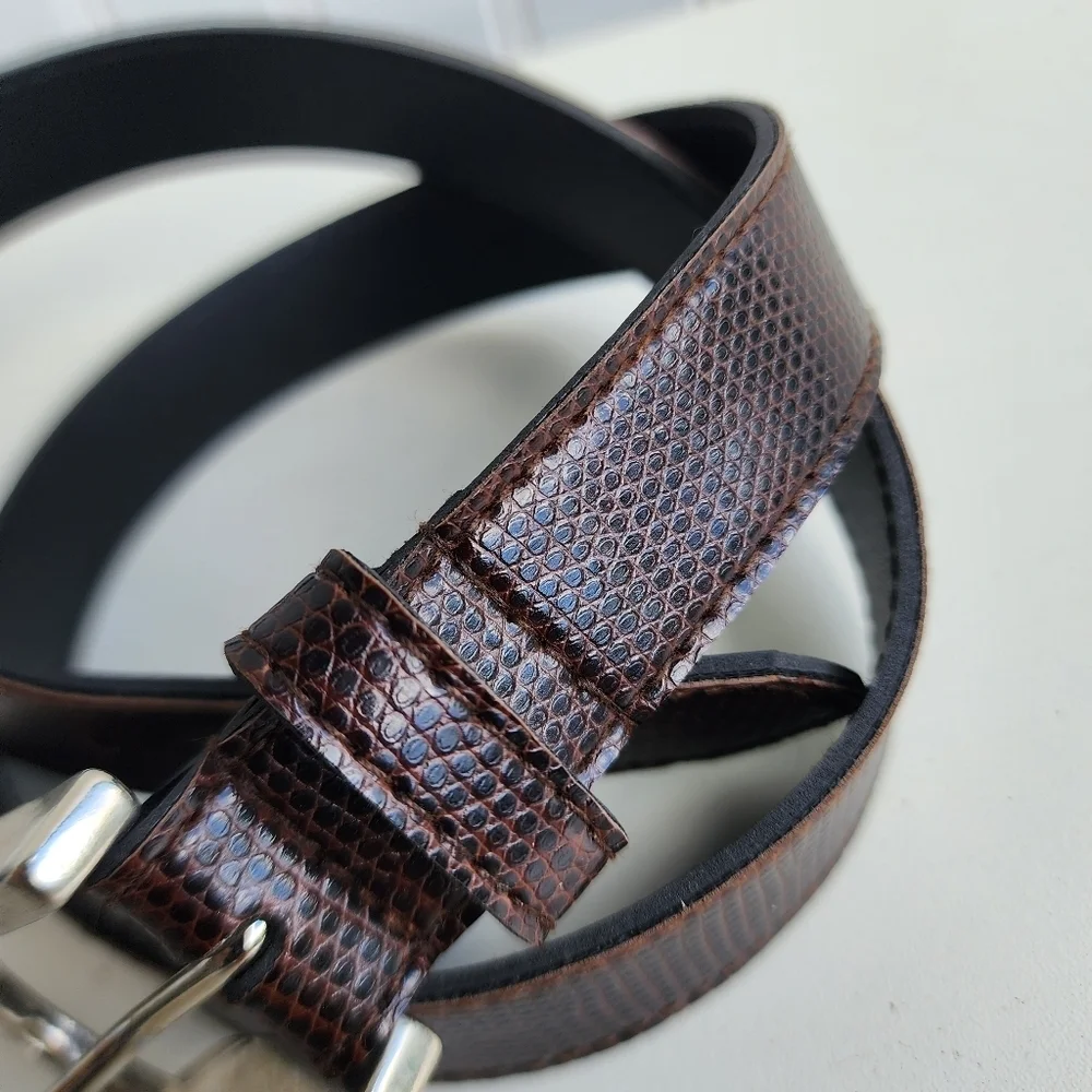 Girls Brown Embossed Reptile Print 1